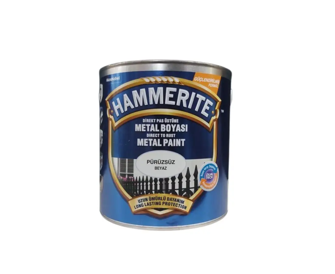 ანტიკოროზიული საღებავი 3/1-ში "Hammerite"თეთრი გლუვი 0,750ლტ — მეტალის საღებავები